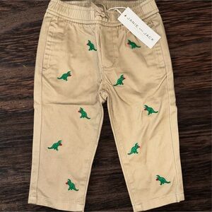Janie and Jack Embroidered Dinosaur Twill Joggers